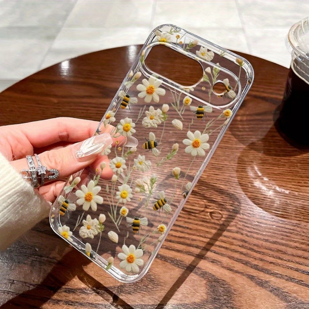 Google Pixel 9 - Sevimli Bal Arısı Çiçek Desenli Yumuşak
